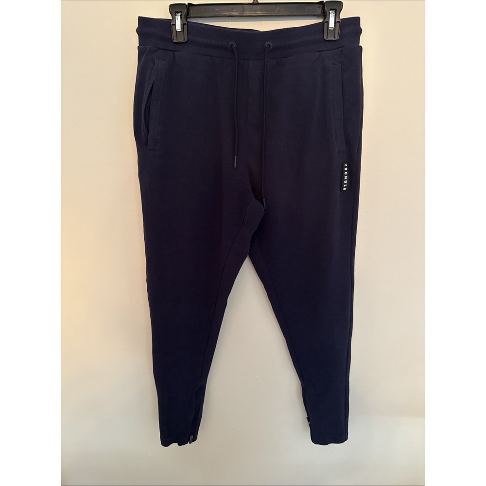 YOUNGLA Joggers Sweatpants Men's Size L  Unisex Preppy Athleisure Blue